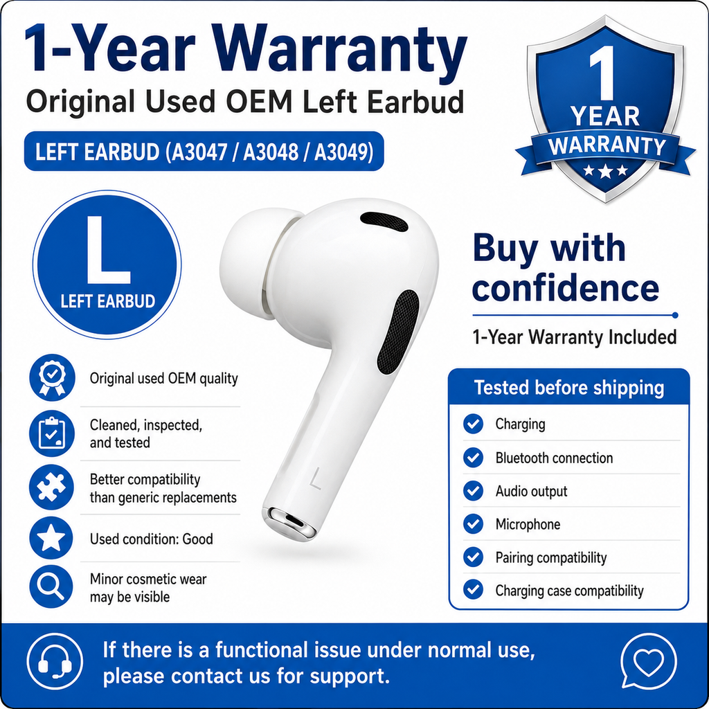 Original Used AirPods Pro 2nd Generation USB-C Right Earbud Replacement – Genuine OEM A3047 A3048 A3049 Right Side Only for A2968 Charging Case