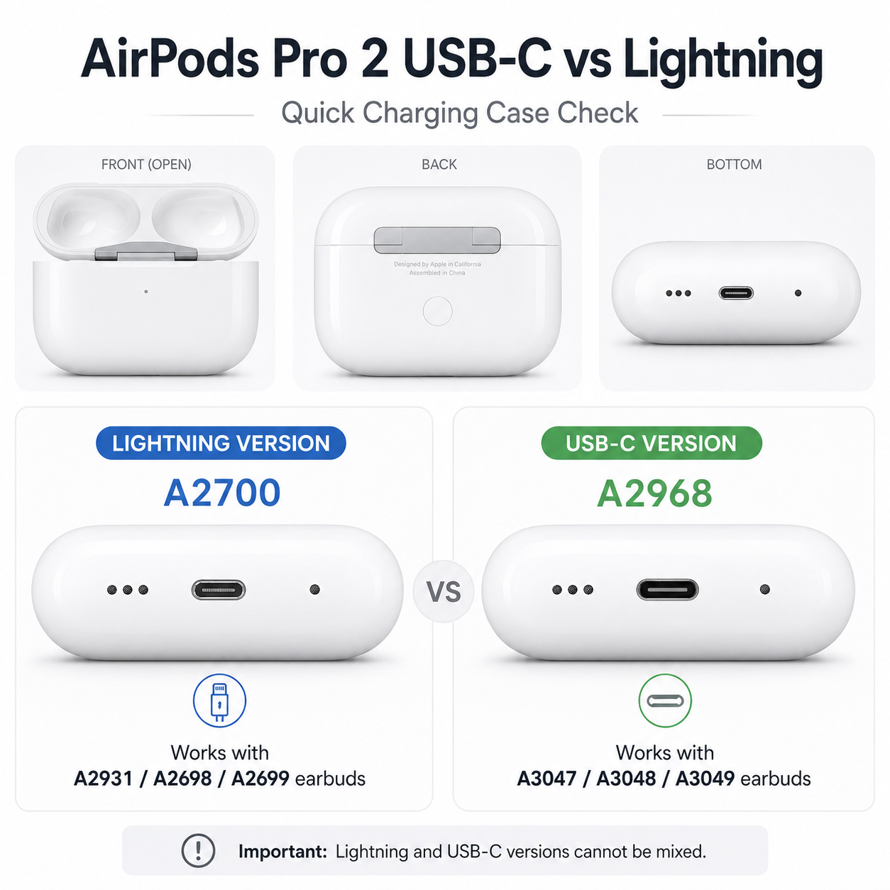 Original Used AirPods Pro 2nd Generation Lightning A2700 Charging Case Replacement – Genuine OEM Charging Case Only for A2931 A2698 A2699 Earbuds